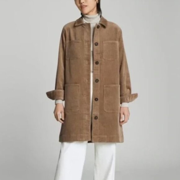 Everlane Brand The Corduroy Long Shirt Jacket Brown Size Small Shirtdress - Picture 2 of 8